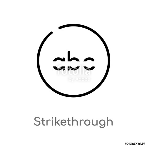 500x500 Outline Strikethrough Vector Icon Isolated Black Simple Line