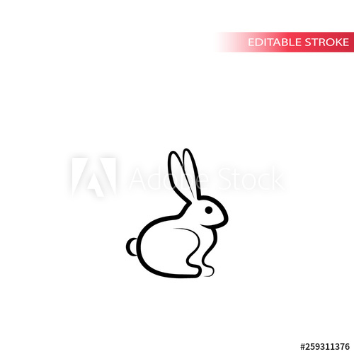 500x500 Rabbit Line Vector Icon Bunny Outline, Fully Editable Black