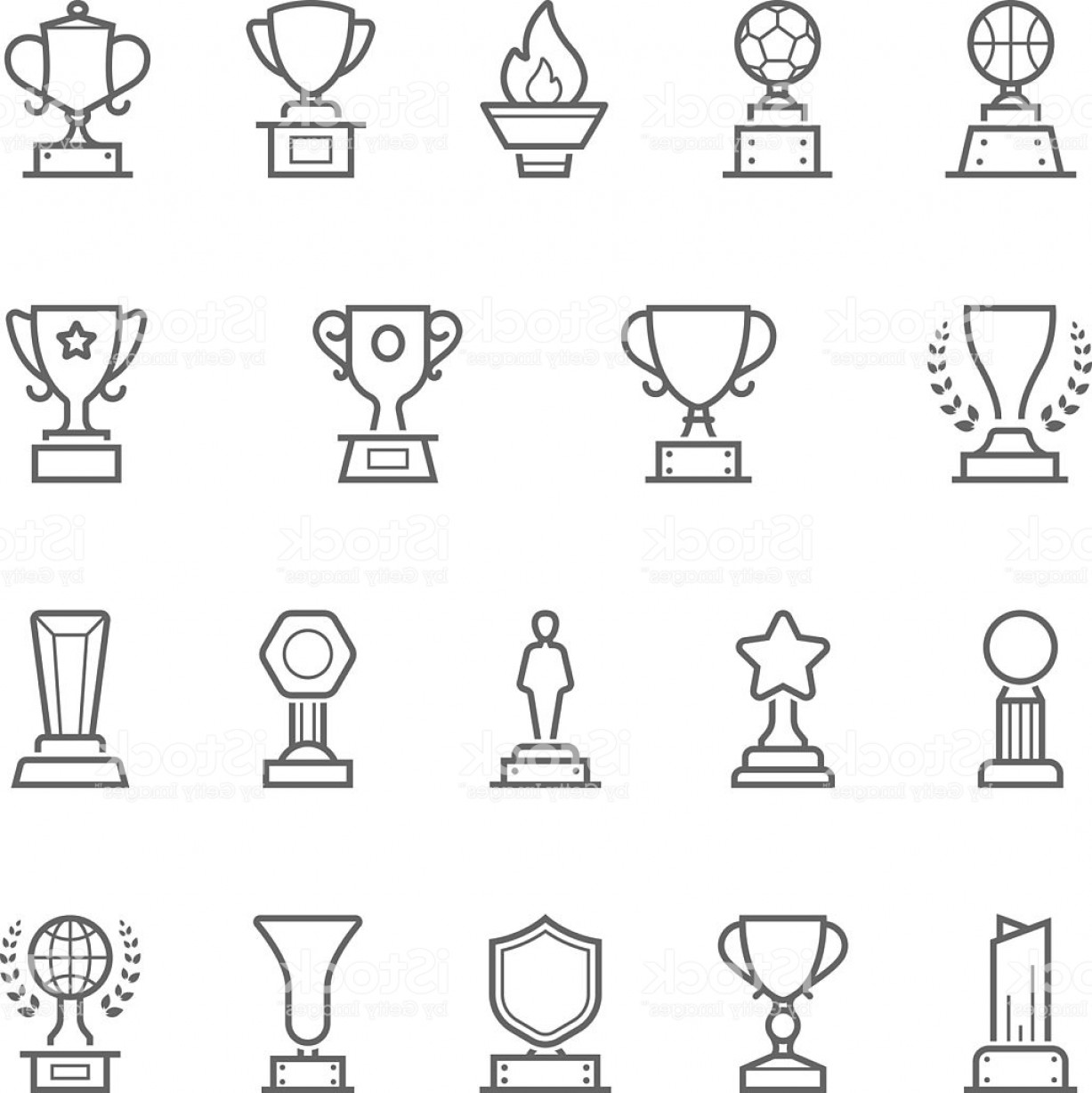 1227x1228 Trophy Awards Vector Outline Stroke Icon Set Gm Newwaysys
