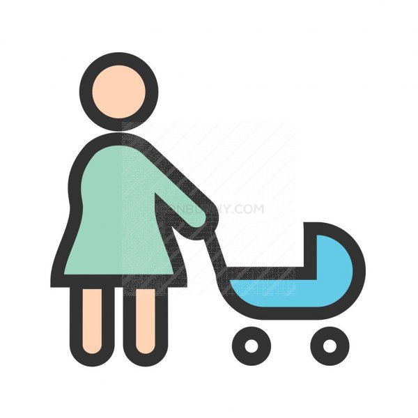600x600 Walking With Baby In Stroller Line Filled Icon