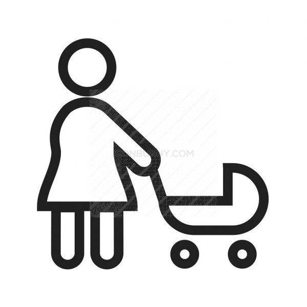 600x600 Walking With Baby In Stroller Line Icon