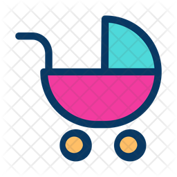 256x256 Baby Stroller Icon Of Colored Outline Style
