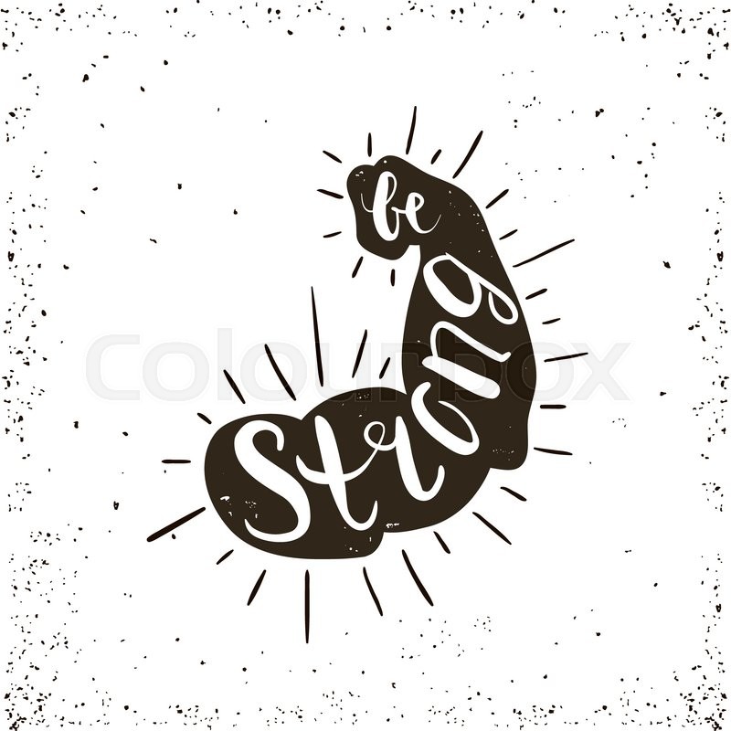 800x800 Strong Arm Icon Hand Drawn Lettering Vintage Typographic Poster