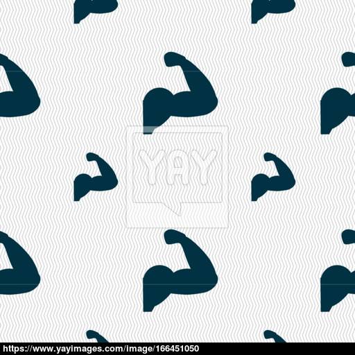 512x512 Biceps Strong Arm Muscle Icon Sign Seamless Pattern