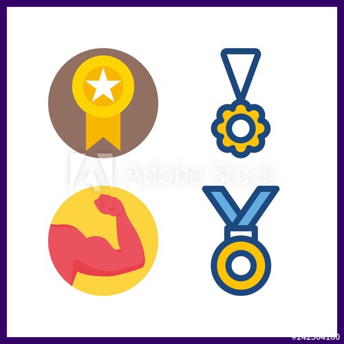 500x500 Strong Icon Vector Illustration Strong Set Medal And Muscle