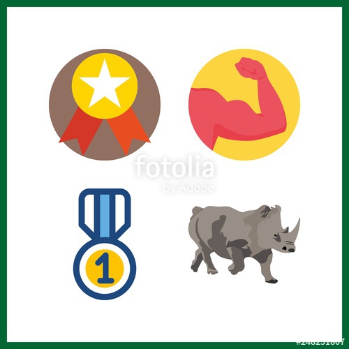 500x500 Strong Icon Vector Illustration Strong Set Muscle And Medal