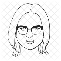 256x256 Strong, Woman, Face Icon Of Line Style