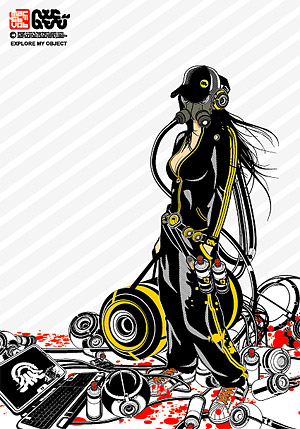 300x429 Graffiti Strong Woman Vector Material Download Free