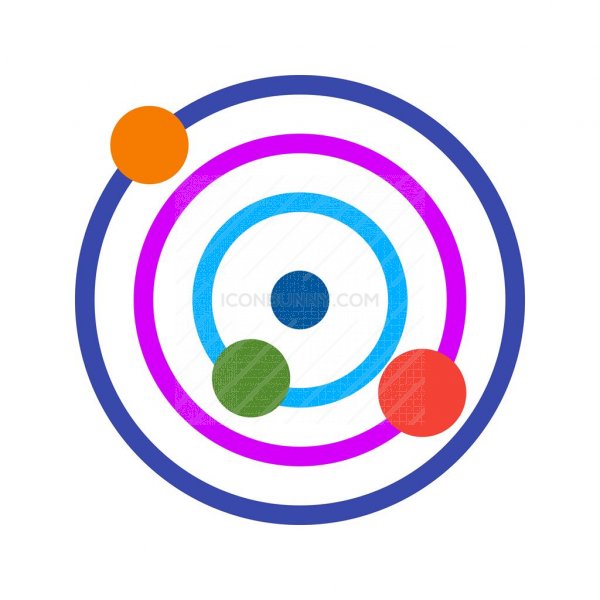 600x600 Atomic Structure Flat Multicolor Icon