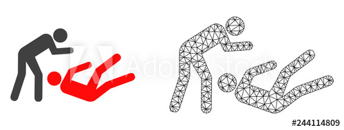 500x189 Polygonal Mesh Judo Struggle And Flat Icon Are Isolated On A White