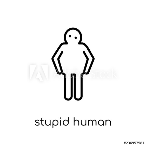 500x500 Stupid Human Icon Trendy Modern Flat Linear Vector Stupid Human