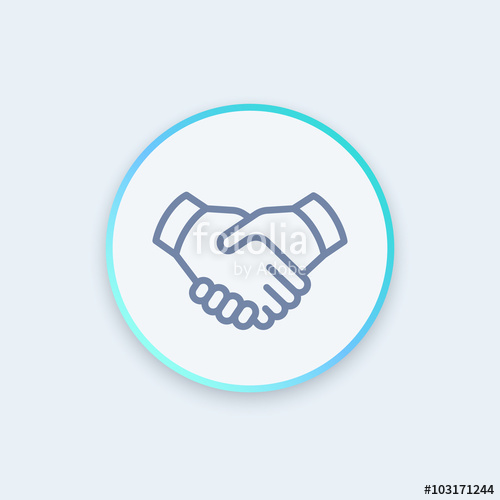500x500 Handshake Line Icon, Cooperation, Partnership, Deal Round Stylish