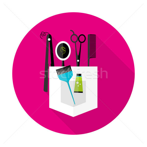 600x600 Hair Stylist Circle Icon With Long Shadow Vector Illustration