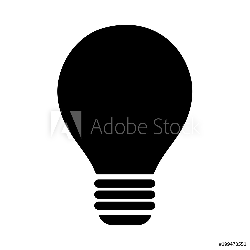 1000x1000 Fotografia Simple, Flat, Black Light Bulb Iconillustration Su