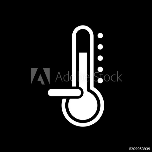 500x500 Thermometer, Cold Subzero Temperature White Icon On Black Back