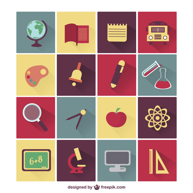 626x626 School Elements And Subjects Icons Set Vector Free Download