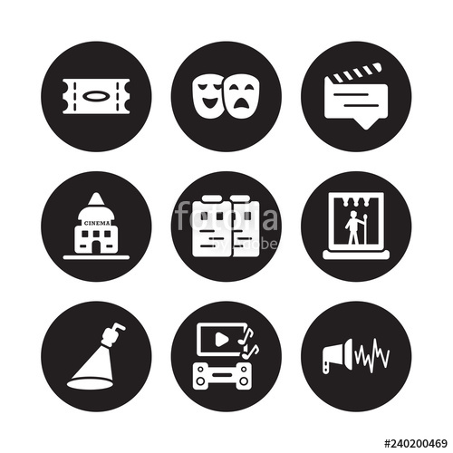 500x500 Vector Icon Set Ticket, Theatre, Spotlight, Stage, Storyboard