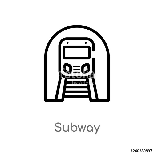 500x500 Outline Subway Vector Icon Isolated Black Simple Line Element