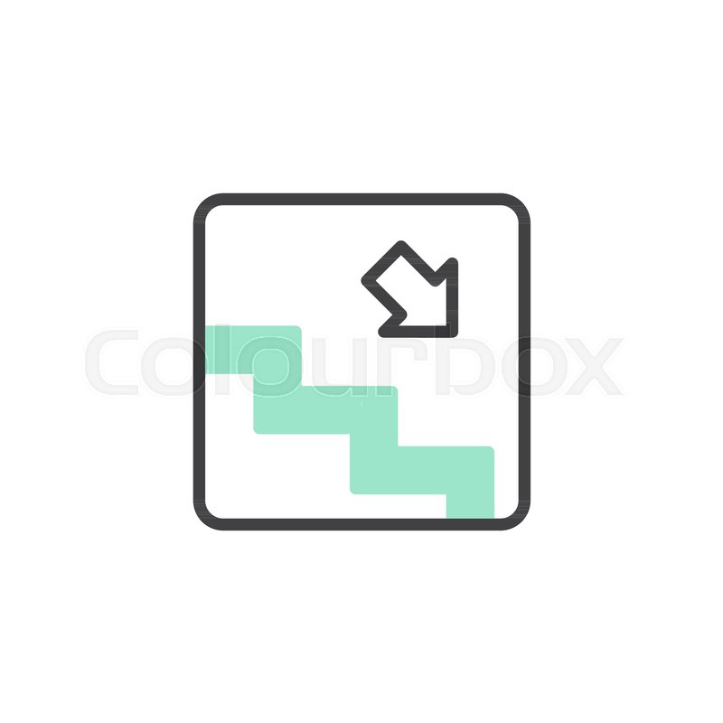 800x800 Subway Stairs Arrow Icon Vector, Flat Stock Vector Colourbox