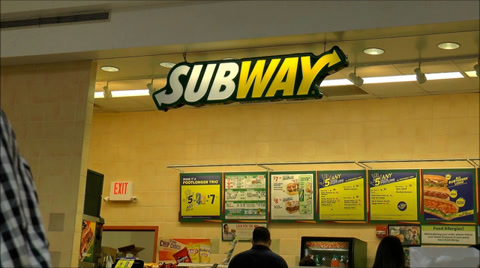 480x268 Subway Restaurant Menu Counter Food Court Footage