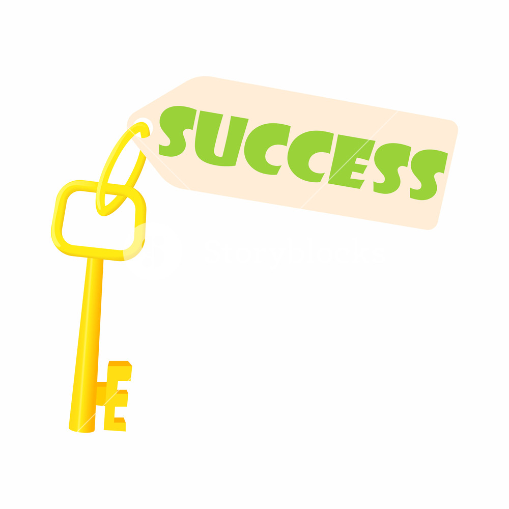 1000x1000 Key To Success Icon In Cartoon Style Isolated On White Background
