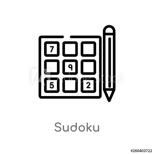 500x500 Outline Sudoku Vector Icon Isolated Black Simple Line Element