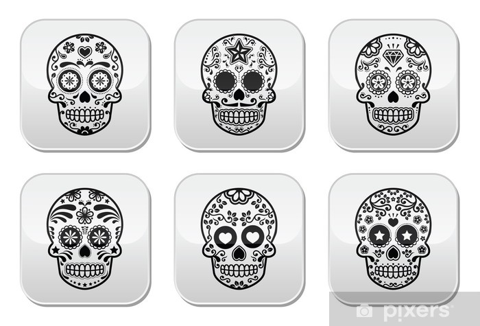 Mexican Sugar Skull, Dia De Los Muertos Icons Set Wall Mural 700x475 Mexican Sugar Skull, Dia De Los Muertos Icons Set Wall Mural