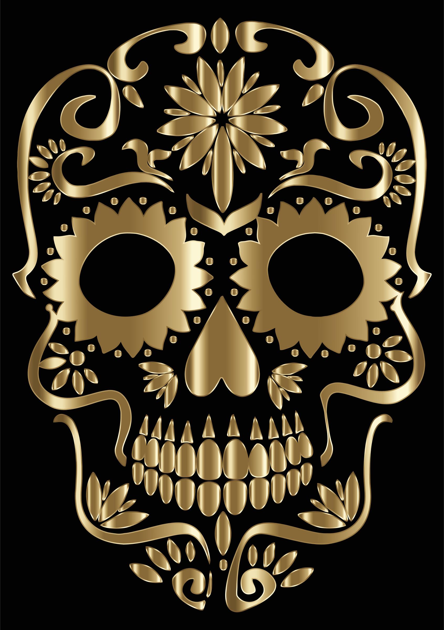 1692x2400 Polished Copper Sugar Skull Silhouette Icons Png