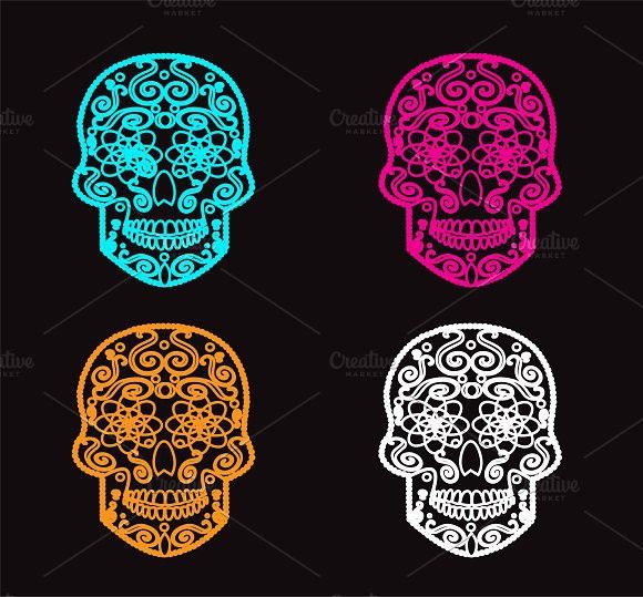 580x539 Skull Icons Neon Color Background Swirl Design In Skull