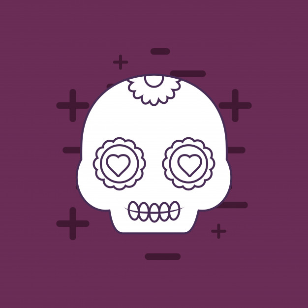 Sugar Skull Icon Over Purple Background, Colorful Line Design 626x626 Sugar Skull Icon Over Purple Background, Colorful Line Design