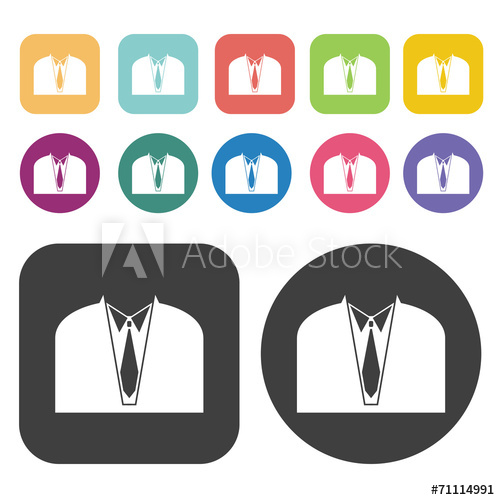 Business Suit With Tie Icon Clothes Flat Icons Set Round And R 500x500 Business Suit With Tie Icon Clothes Flat Icons Set Round And R