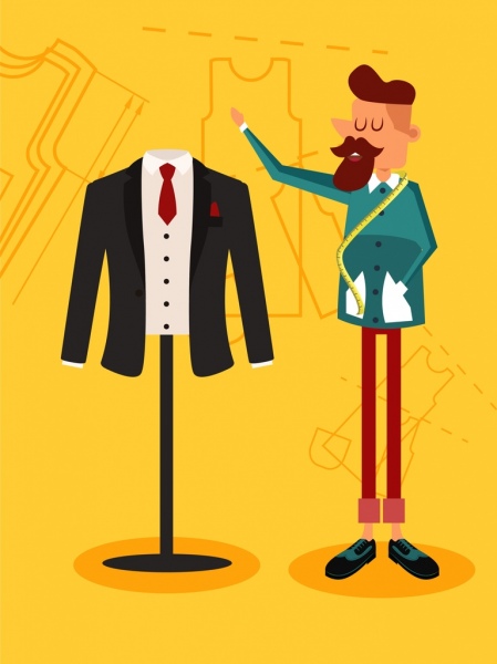 449x600 Fashion Design Background Man Suit Icon Colored Cartoon Free