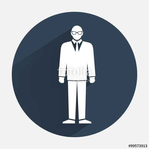 500x500 Man Icon Office Worker Symbol Standing Men In Suit, Tie