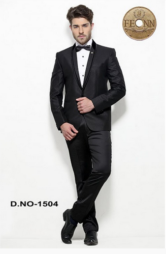327x499 Black Terry Rayon Party Wear Plain Men Coat Suit