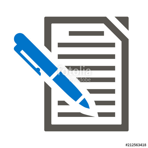 500x500 Summary Business Icon Vector Document With Pen Illustration