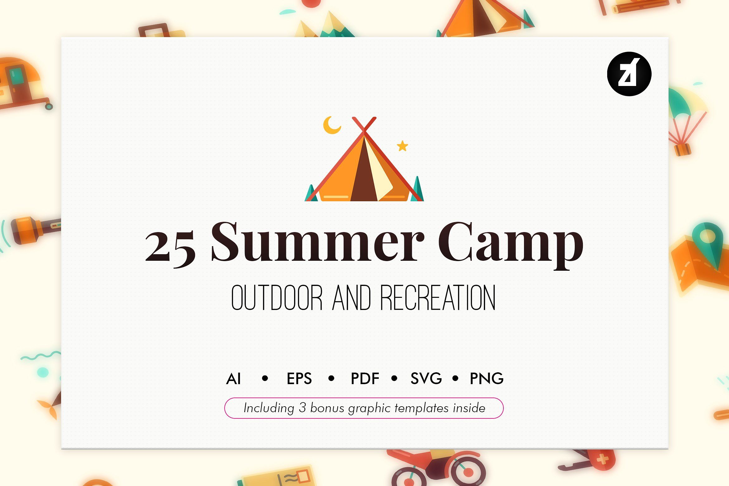 Summer Camp Icons With Graphics 2340x1560 Summer Camp Icons With Graphics