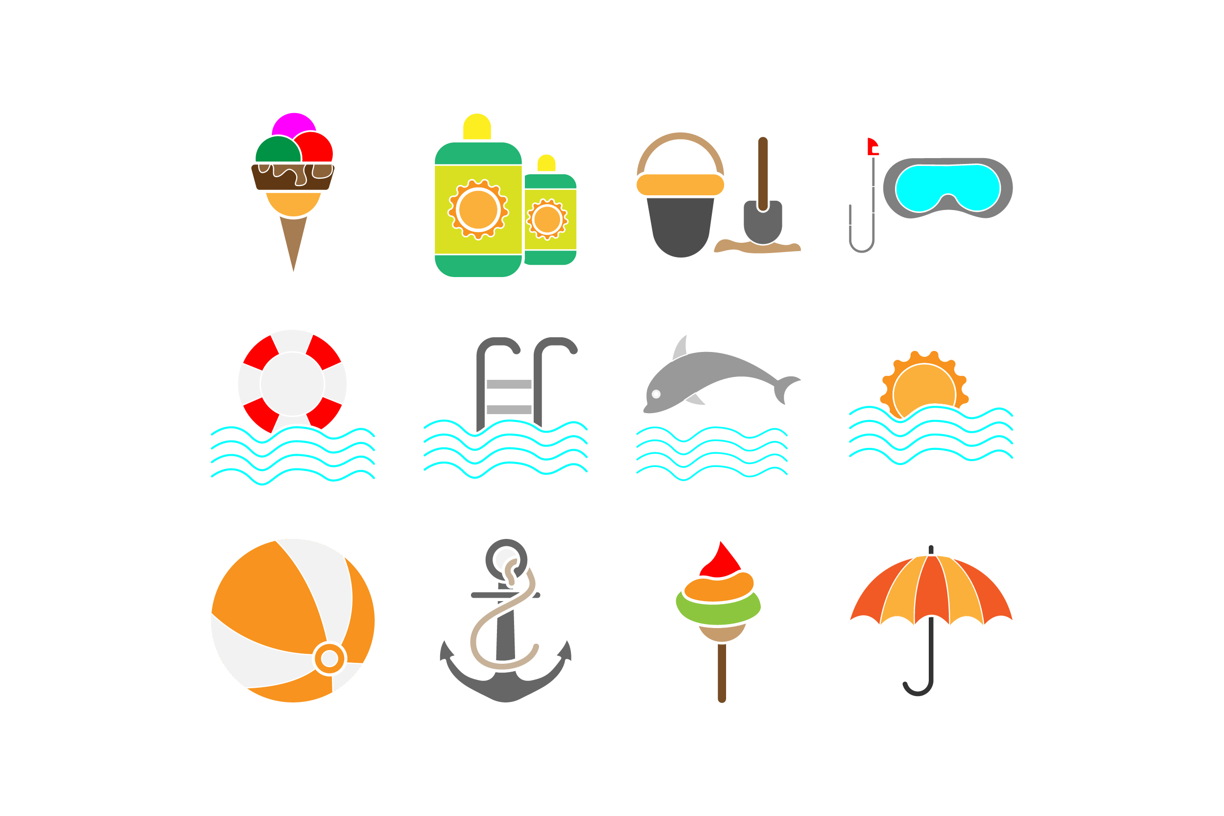 2500x1667 Summer Icons Set Graphic