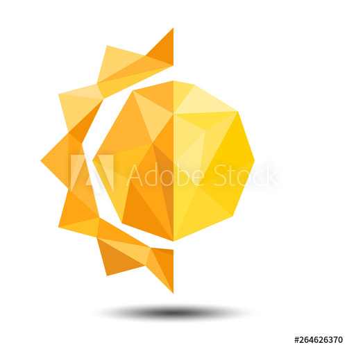 500x500 Polygon Half Of Sun And Moon Icon On White Background