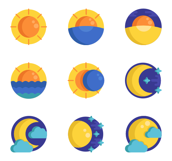 600x564 Sun Moon Icons