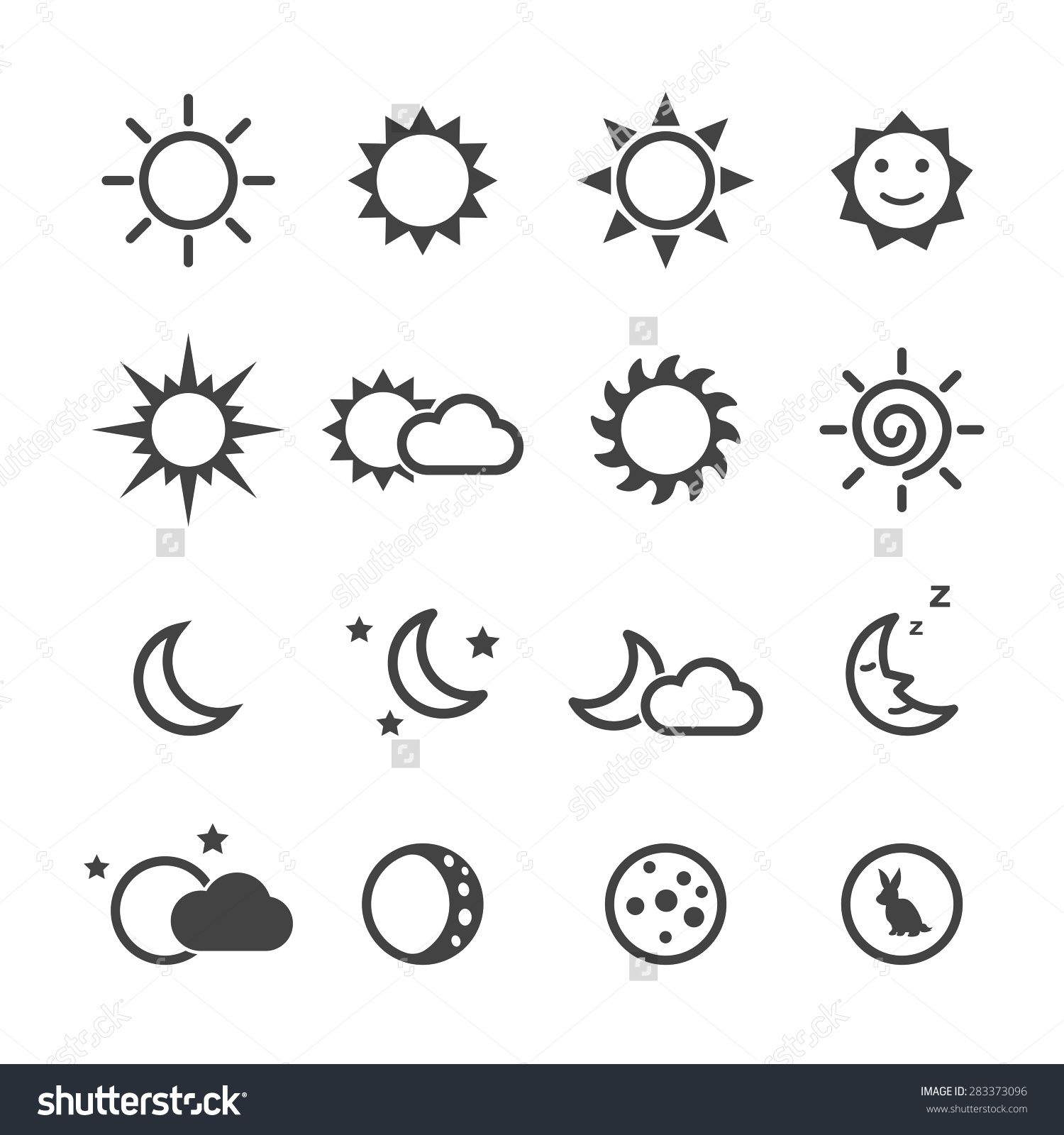 1500x1600 Sun And Moon Icons, Mono Vector Symbols Ha Has Sun Tattoos