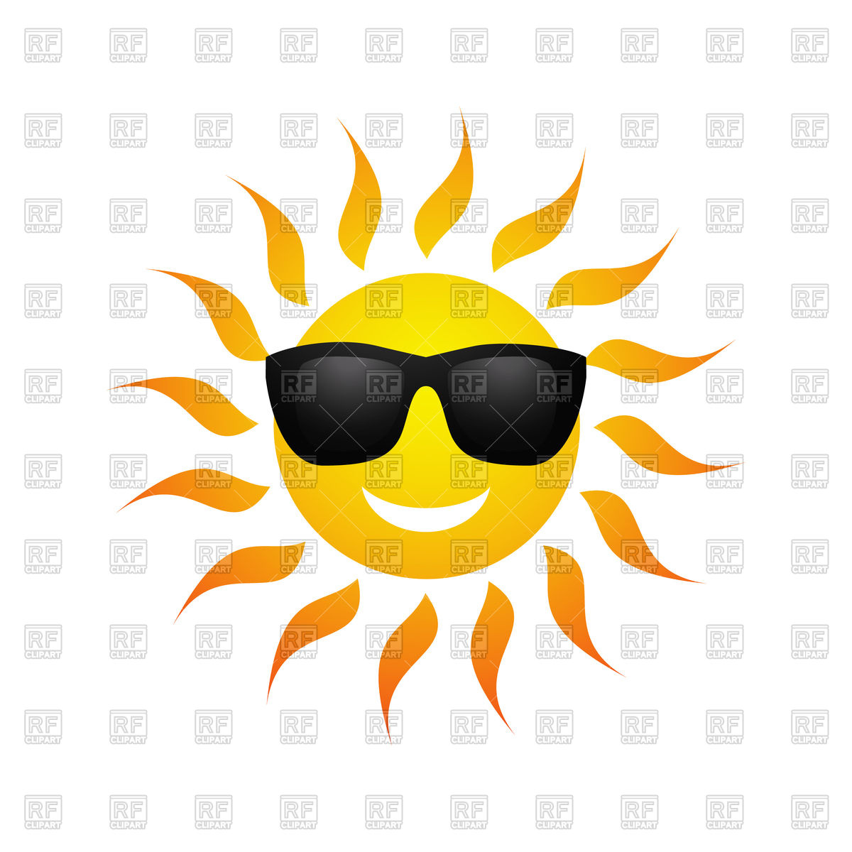 1200x1200 Cute Yellow Sun Icon In Sunglasses On White Background Vector