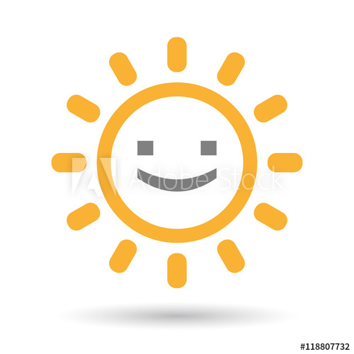 500x500 Isolated Line Art Sun Icon With A Smile Text Face