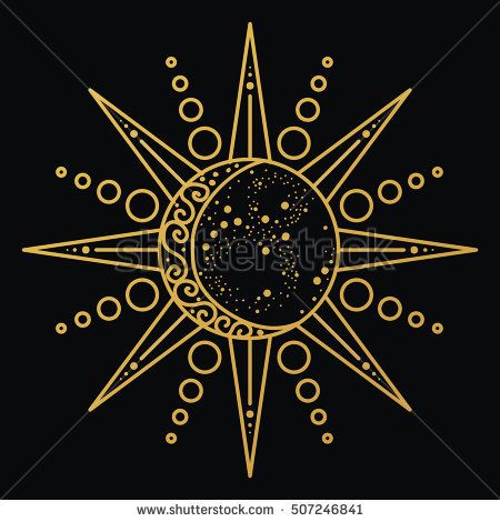 450x470 Sun And Moon Logo Astronomical Icon Astrological Symbol Black