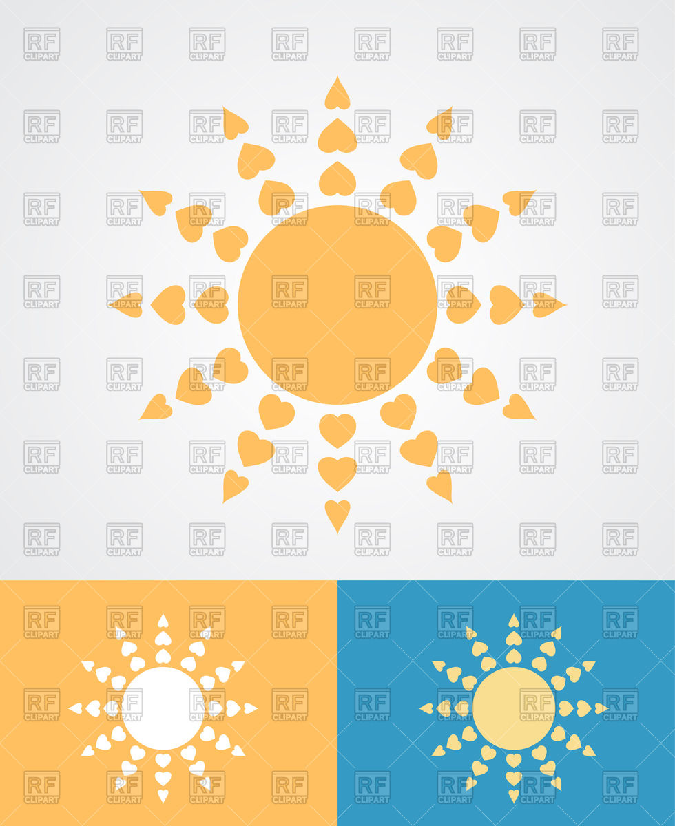 980x1200 Hearts Sun Rays Icon Vector Image Of Signs, Symbols, Maps