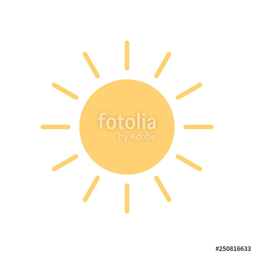 500x500 Sun Icon In Flat Style, Sunny Weather Icon, Isolated Stock Image