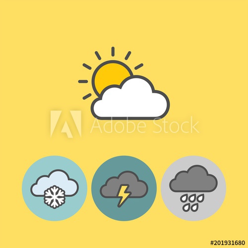 500x500 Weather Icons Set Sunny Weather Flat Vector Icon Rain, Sun, Snow