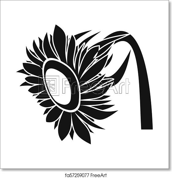 561x581 Free Art Print Of Beautiful Sunflower Icon, Simple Style