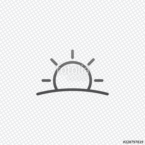 500x500 Sunrise Icon Linear, Thin Outline On Grid Background Stock