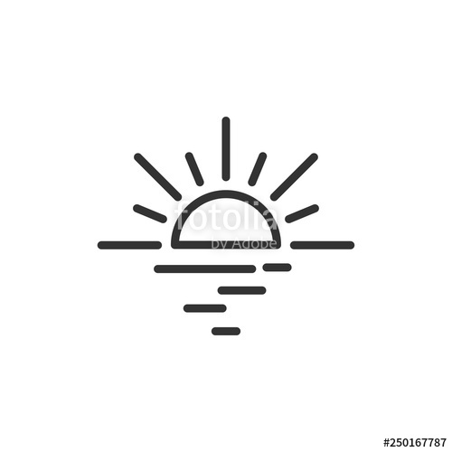 500x500 Sunrise, Sunset Linear Icon Isolated On White Background Stock