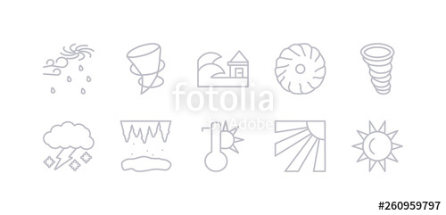 500x241 Simple Gray Vector Icons Set Such As Sunshine, Temperature